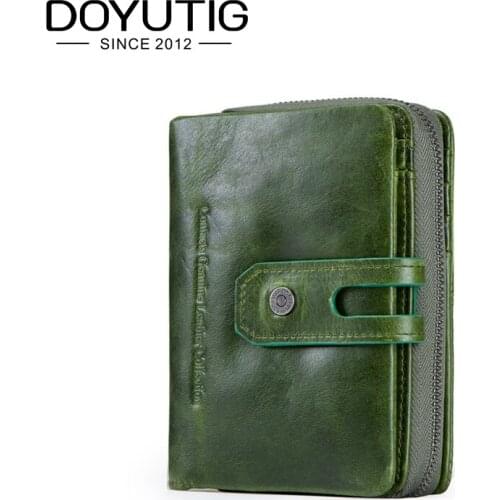 DOYUTIG Brand Women Genuine Leather Short Wallets New Fashion Coin Purse Zipper & Hasp Design With Card Holder Money Purses A164