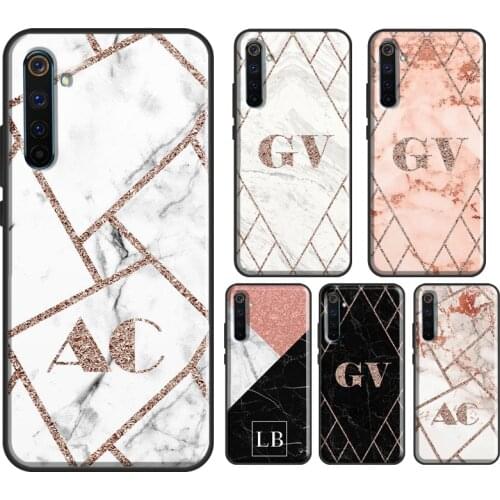 PERSONALISED ROSE MARBLE NAME INITIALS Case For OnePlus 9 Pro 8 Pro Nord 8T 9R Cover For Realme 8 Pro C3 C11 C15 C21 Q3 6 7 Pro