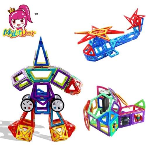 MylitDear Kids Magnetic Blocks Construction Enlighten Assembly Building Blocks Toys Kids Educational DIY Plastic Technic Brick