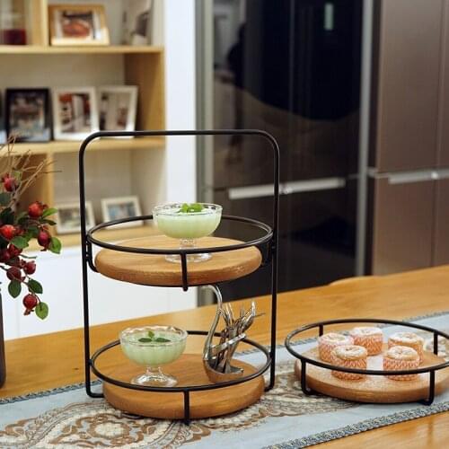 2 layers Storage holders cupcake stand wood kitchen racks perfume make up display supply party event home decoration
