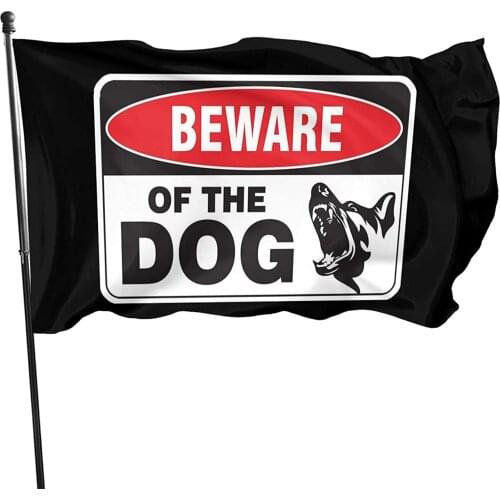 Beware of The Dog Flag 3x5 Foot-Vivid Color and Fade Proof-Polyester with Brass Grommets 3 X 5 Ft flags
