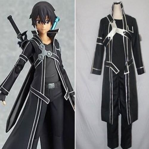HOT Anime Sword Art Online Kirito Cosplay Costume Fancy Halloween Costumes for Adult Men Kirito SAO Kirigaya Kazuto Costume Suit