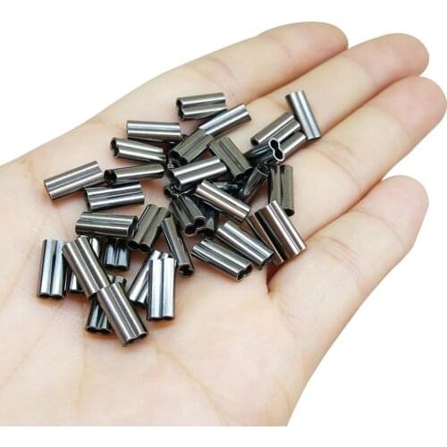 INFOF 500 pieces/lot fishing wire crimps double oval copper tube bass fishing line connector carp fishing tackle