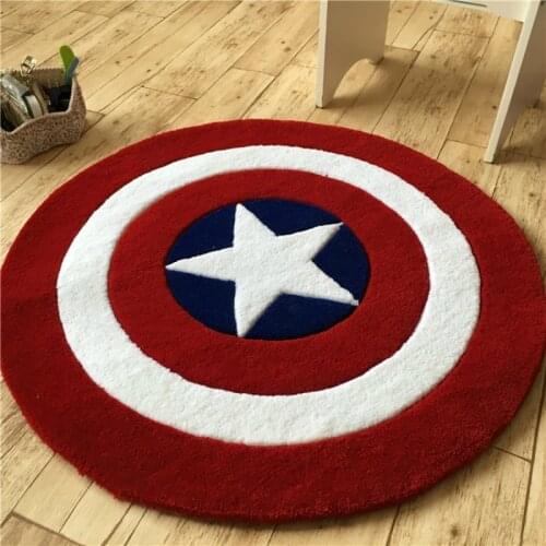 American Captain shield Carpet Cartoon Acrylic Round Carpet kids room Living Room Bedroom area rug Chair Cushion alfombra