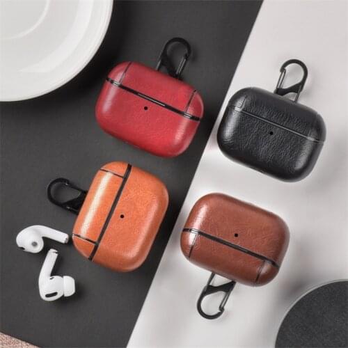 Leather All-round Protect Earphone Case for Airpods Pro 1 2 Wireless Headphone Cover for Airpods 2 Case Charging Cover with Hook