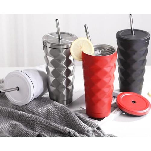 Stainless Steel Double Insulation Cup 600ml Straw Cup with Lid Beer Mug Vacuum Flasks Thermos Car Coffee Mug Travel Drink Bottle