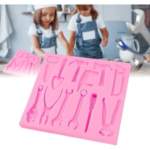 Kitchen Silicone Hand Tools Stencils 3d Chocolates Baking Tools Hammer Screwdriver Repairing Tool Template Birthday Cake Decor