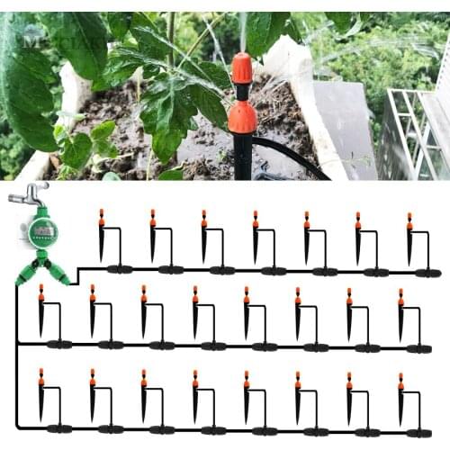 MUCIAKIE 25M 20M 15M 10M 5M Garden Misting Micro Drip Watering Irrigation System Automatic with Timer Sprinkler Tee 8/11 Hose