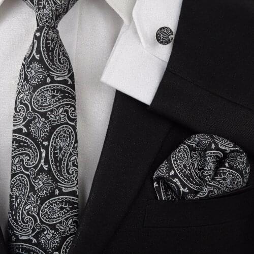 2019 New men ties adult neck tie set cufflinks hankies necktie Handkerchiefs