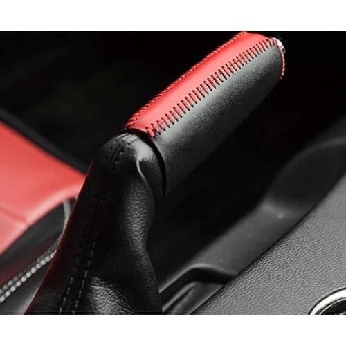 Car Hand-sewn Handbrake Cover for 2015-2020 Ford Mustang Accessories Modified Interior Decoration