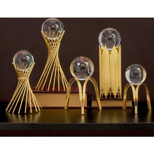 Nordic simple light luxury wind iron crystal ball decoration creative home porch office desktop decoration