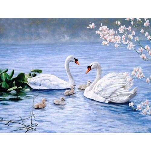 NEW 3D Diamond Painting Cross Stitch Happiness Swan Lake Crystal Needlework Diamond Embroidery Full Diamond Decorative