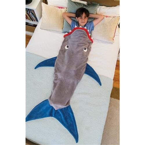 Birthday Gift Soft Fleece Shark Mermaid Tail Blanket Children Sleeping Sack Blanket Kids Mermaid Blanket Sleep Sack