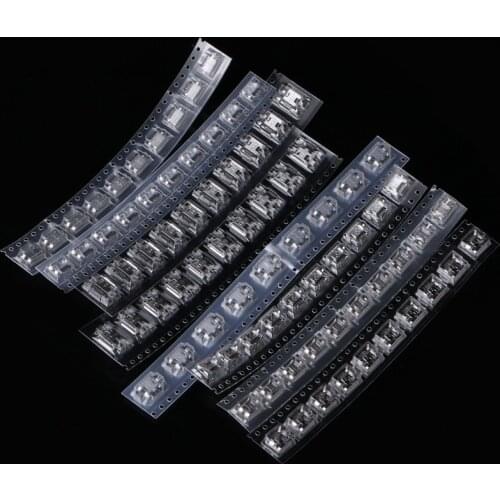 OOTDTY 80 Pcs Micro USB Female Socket Jack 5Pin 8 Models Solder Mount SMD Connector