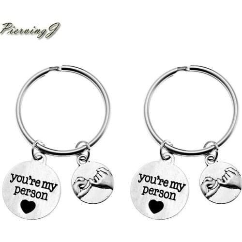 PiercingJ Wholesale You Are My Person Pinky Promise Charm Pendant Keychain Jewelry - Valentines Day Best Friend Gift 1pc / 2pcs