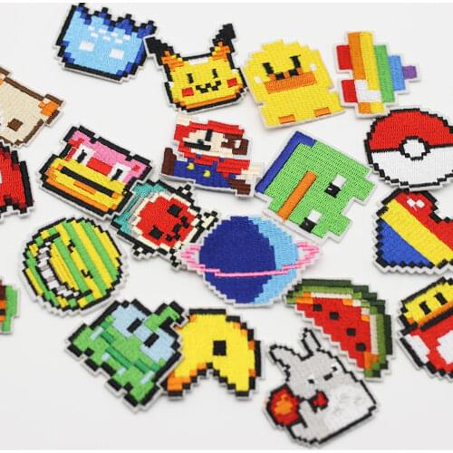 Pixel Wind Cartoon Embroidery Cloth Paste Mosaic Clothes Patch Cloth Paste Game Character DIY Embroidery Decal Sewing Accessorie