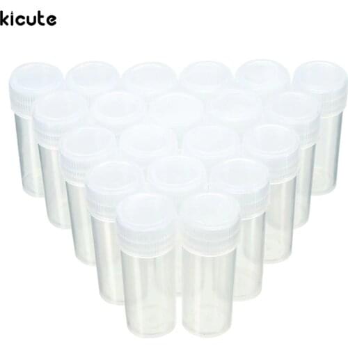 20pcs/pack 5ml Plastic Test Tubes Vials Sample Container Powder Craft Screw Cap Bottles for Office School Chemistry Supplies