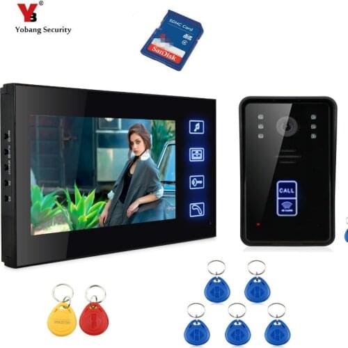 Yobang Security 7 Inch Wired Video Door Phone Doorbell Chime with Video Recording and Photo Taking Function Video Door Intercom