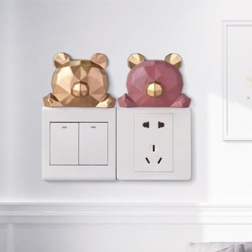 Nordic Style 3D Creative Cartoon Resin Switch Paste Living Room Bedroom Wall Decorations Socket Protector Switch Cover 1Piece