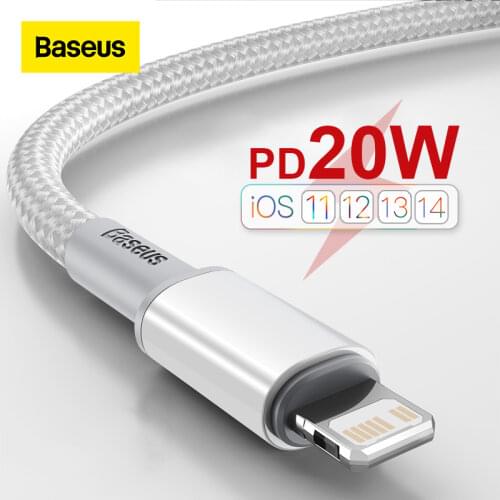 Baseus 20W USB C Cable for iPhone 12 11 Pro Max XR 8 PD Fast Charging for iPhone Charger Cable for MacBook iPad Pro Type C Cable