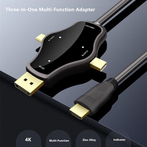 USB-C HDMI Cable Display Port Type C MINI Display Port Male Cable 4K 30Hz 3 In 1 Multi-Function Conversion Line For macbook pro