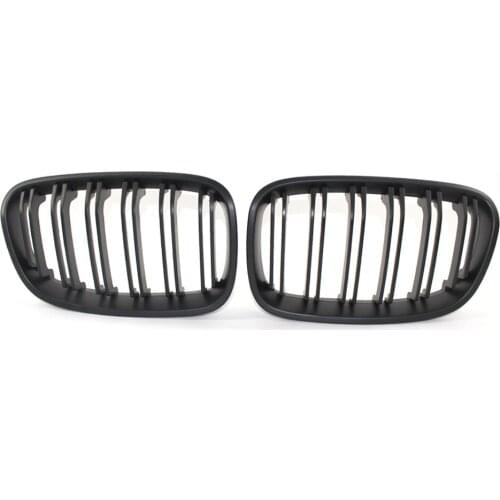 1 Pair Car Front Bumper Grilles Kidney Racing Grill Double Slat Replacement Grilles For BMW 1 Series F20 F21 120i 125i 2011-2014