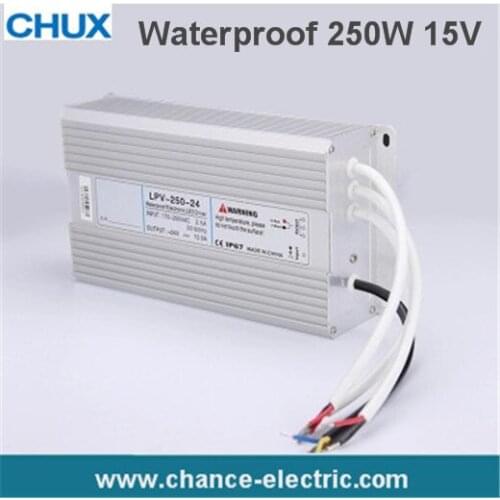1PC/LOTS LED Water-Proof Type driver switching mode Power Supply SMPS 250w 15v 16.6A (LPV-250W-15V)