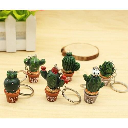 1pcs Mini Cactus Key Ring Keychain Keyring Women Bag Charm Pendant Key Chain Jewelry Key Fob