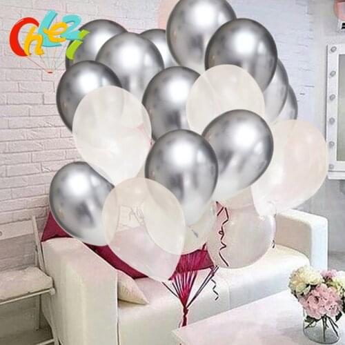 20pcs 12inch Super chrome Metallic latex balloon+Transparent helium balloon Gold Silver Graduation Bachelorette Party Decoration