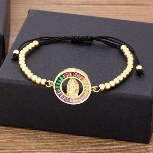 2020 New Design Ethnic Jesus Virgin Mary Handmade Beads Bracelets Gold CZ Adjustable Jewelry Best Party Wedding Birthday Gift