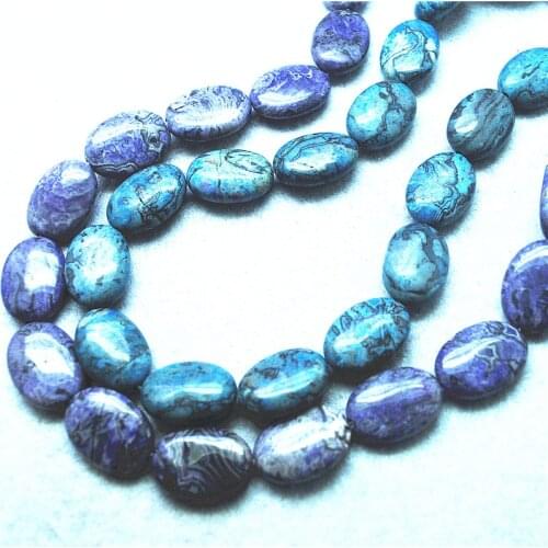 22PCS Nature Blue Jasper String Oval Shape 13X18MM Natural Semi Precious Stone Beads Accessories DIY Jewelry Findings Parts
