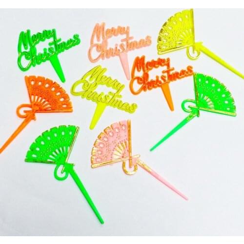 24X Merry Christmas Party Pick Topper Flag Cup Cake Dessert Pastry Cocktail Food Drink Gel Decoration Favors Pinata Bag filler