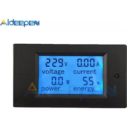 AC 220V 80V~260V 20A Single Phase Digital Ampermeter Power Energy Voltmeter Ammeter Volt Watt Kwh Factor Meter