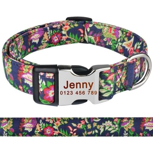 AiruiDog Polyester Personalized Dog Collar Custom Engraved Small Medium ID Name Puppy