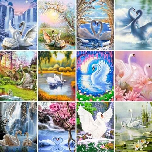 DIY 5D Diamond Painting Animal Swans Kits Full Drill Square Embroidery Mosaic Art Picture Of Rhinestones Home Decoration Gift