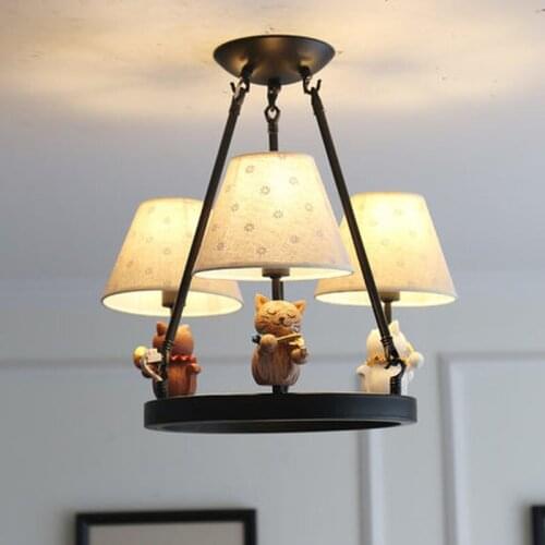 American cartoon cartoon kitten chandelier child room Boy Girl Bedroom modern minimalist doll LED pendant lamp free shipping