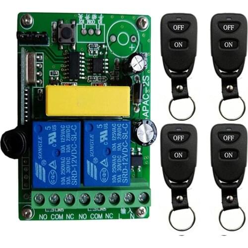 Wireless Remote Control Light Switch 10A Relay Output Radio AC 220V 2CH 2 CH Receiver Module + Belt buckle Transmitter