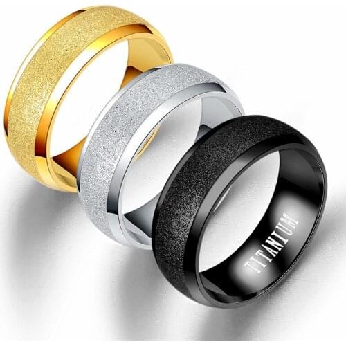 AsJerlya 8mm Black TITANIUM Rings Engagement Ring For Women Men Stainless Steel Silver Gold Color Finger Girl Gift
