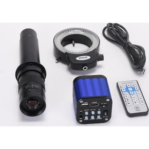 4K Digital Microscope Sony Sensor HDMI Industrial Electronic Video Microscope Camera 300X C-Mount Lens 144 LED for PCB Soldering