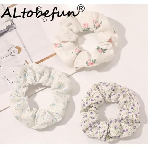 ALTOBEFUN Floral Ladies Hair Accessories Women Fashion Hair Tie Lady Scrunchies Ponytail Hair Female Girl Holder Rope AFC269