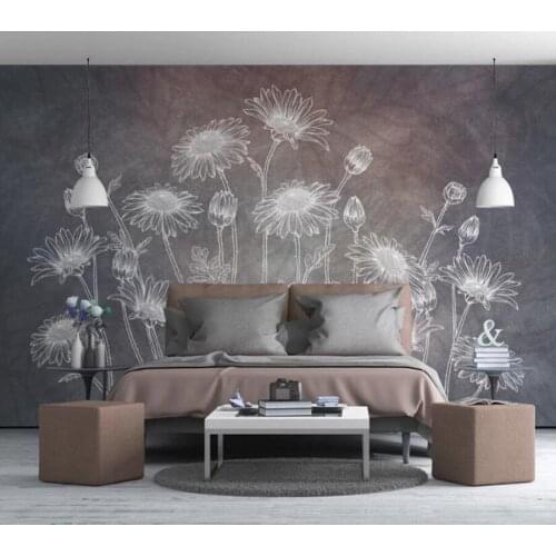 Decorative wallpaper Modern abstract hand drawn sunflower line tv background wall