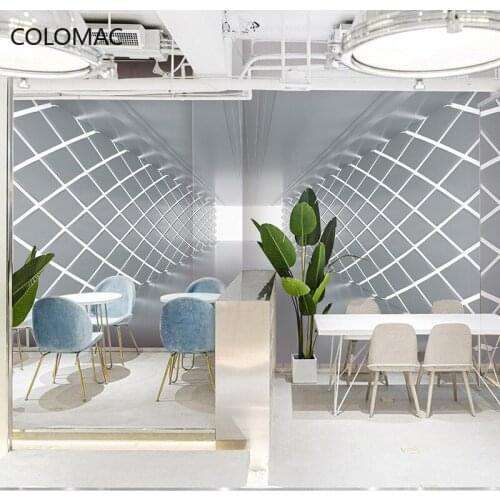 Colomac Custom 3D Space Extension Geometric Wallpaper Company Reception Counter Background Decoration Mural Drop Shopping