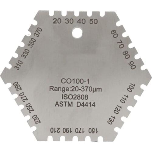 CO100-1 20-370um Stainless Steel Hexagonal Wet Film Comb Card Thickness Gauge Meter cameras