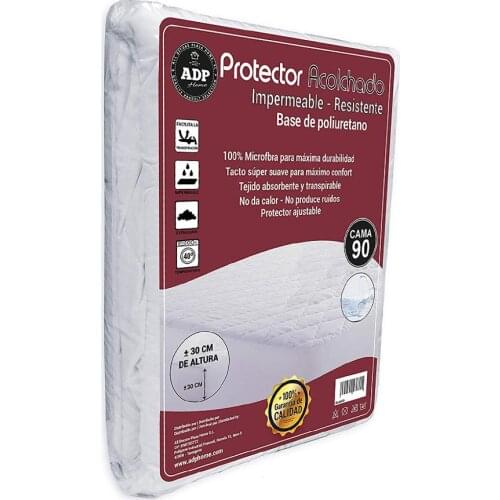 Funda de colchón tejido punto algodón natural transpirable con cremallera L blanco