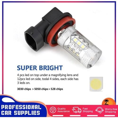 H10 15W Fog Lamp 12V-24V LED Fog Light Bulbs Left/Right lamp White LED Bulbs 6000K 1800Lm(900x2)