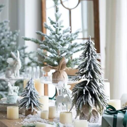 Artificial Christmas Tree with Snow for Home Decoration small Fake plant Xmas Trees Standing Pinewood tree Holiday decorations