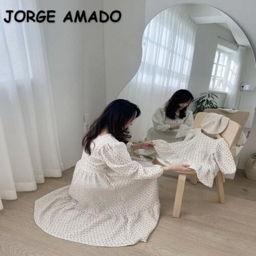 2021 Spring Family Matching 2-pcs Sets Plaid Dress Vest Pants Dot Mother Daughter Matching Outfits E1505