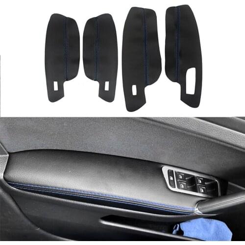 Microfiber Leather Car-styling Door Armrest Panel Cover Sticker Trim For VW Golf 7 MK7 2014 2015 2016 2017 2018 only 4 doors car