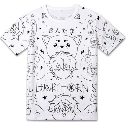 Anime Gintama t shirt summer top unisex casual t-shirt homme cotton tshirt anime t-shirts boys clothes tops tees