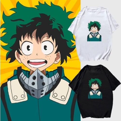Hot Sale Anime My Hero Academia Midoriya Izuku Same Style Men T Shirt Kawaii Manga Pattern Printed Tops Summer Cotton Unisex Tee